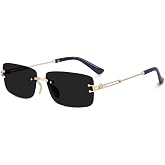 Dervin UV Protected Retro Rectangular Rimless Sunglasses for Men and Women