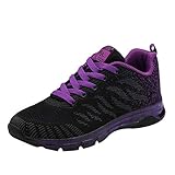 Revestimiento: Tela Zapatillas de Deporte Mujer Antideslizante Malla Ligero y Comodo Running Fitness Sneakers Zapatos Casuales con Cordones Negro Deportivos Sports Sneakers Verano riou