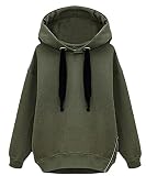 Minetom Mujer Otoño Invierno Moda Holgado Sudaderas Con Capucha Manga Larga Lado Cremallera Chaquetas Abrigos Verde ES 38