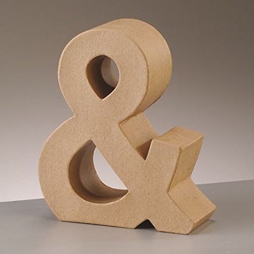 3D Symbol Sign "&" Paper Mache Signs Buff Papp Art Freestanding 17.5cm x 5.5cm (Ampersand Symbol &)