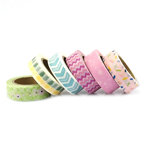 Très Chic Mailanda 6er Set Washi Tape Masking tape Klebeband Dekoband(F6) - 4