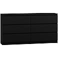 WHATSIZE ENTERPRISE – Moderna – Large Chest of Drawers – Contemporary 6 Drawer Wide Dresser & Filing Cabinets - Office, Lounge & Bedroom Furniture Storage Cabinet, Black