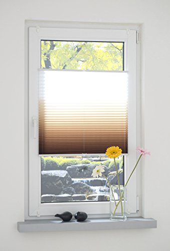 GARDUNA FLOW Plissee # braun 45cm # – mit FARBVERLAUF – verspannt – Smartfix – Klemmfix – ohne bohren – viele Größen – Sichtschutz – lichtdurchlässig - 3