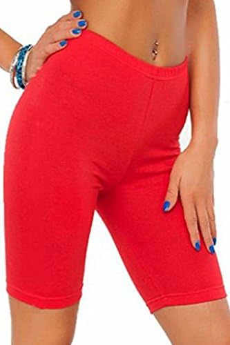 Vanilla Ink ® Ladies Cotton Active Sports Cycling Gym Workout PLUS SIZE Zumba Dance Shorts Leggings Dance Over Knee Streatchy Capri Shorts UK SIZE 8-26 (UK SIZE 2XL/18-20, RED)