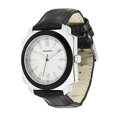 CHRONIKLE Men Analogue Men's Watch(White Dial Black Colored Strap)-CW1013G-B