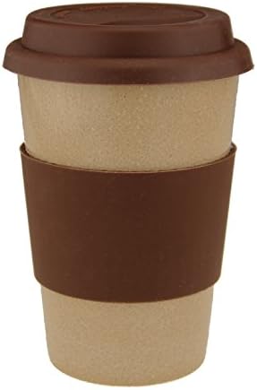 Coffee to Go Cup with "Made From Rice Sleeves | BPA Free | Reusable | Eco Friendly dark brown