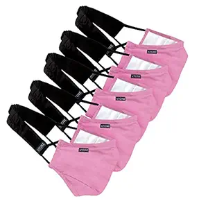 Xtore N-95 FDA CE Certified Antipollution cotton mask | Reusable | Washable | Without Valve (Pack of 5 mask, 5 Filters,5 x Head Band, Baby Pink)