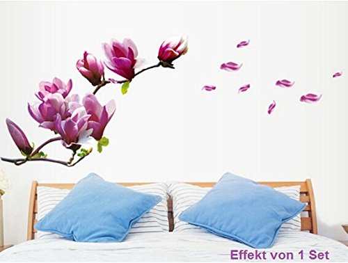 HALLOBO® XXL Wandtattoo Magnolie Blumen Magnolia Wandaufkleber Wandsticker Wall Sticker Wohnzimmer Schlafzimmer Deko - 2