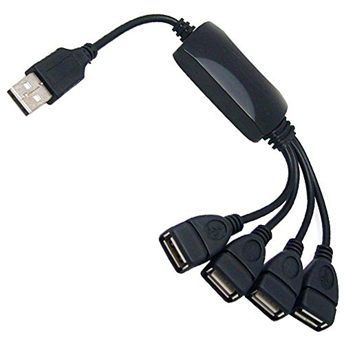 Sienoc Flexible USB 2.0 Hub 4 Port | Neues Modell | Verteiler Kabel USB 4 fach | Plug & Play | Notebook-Laptop / PC-Mac | schwarz (4 port USB 2.0)