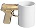 Produktbild Keramik Tasse mit Pistolen Henkel - Weiß "Golden Eye" Design ca. 0,3l - Gadget Kaffeetasse zum Verschenken - Grinscard