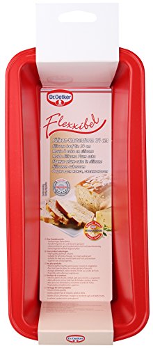 Dr. Oetker Silikon-Kastenform 24 cm, Königkuchenform aus Silikon, hochwertige Brotbackform, eckige Backform mit Antihafteigenschaften (Farbe: rot), Menge: 1 Stück - 2