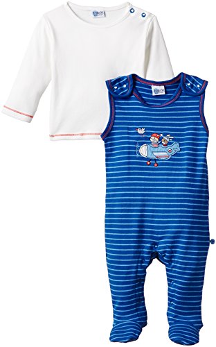 Eltern by Salt & Pepper Baby Boys E Playsuit Let's Fly stripe Striped Crew Neck Long Sleeve Footies, Blue (french Blue 473), 3-6 Months (Manufacturer size: 68)
