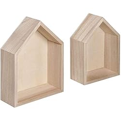 Cadres en Bois Rayher en Forme de Maison 62696000, FSC Mixte, 14 x 10 x 4 cm + 12,5 x 8,5