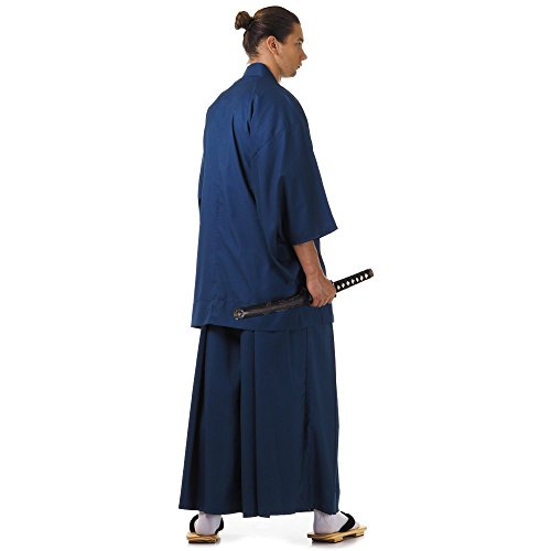 Japan Samurai Kimono Set 3 Teile Kendo Gi + Hakama + Haori Baumwolle M L XL (Blau & Weiß) - 3