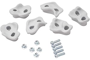 TRIBECCO Lot de 5 pierres d'escalade pour mur d'escalade, avec kit de fixation, différentes formes, taille 8 x 11,5 cm, en plastique, pour l'extérieur et l'intérieur, gris