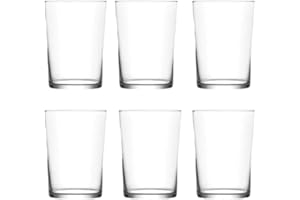 TRESV Set de 6 Vasos de Agua de Colores Pastel, Vasos de Cristal Multicolor y Transparentes, Aptos para Lavavajillas (520 ml Transparente)