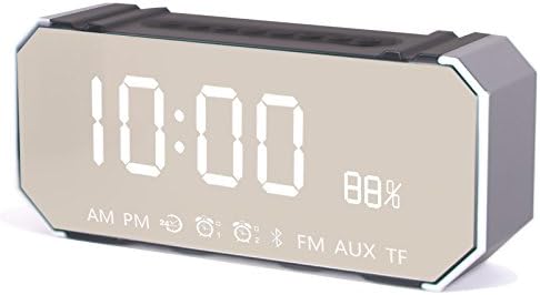 OLILEIO Wireless Bluetooth Speakers, Creative Alarm Clock, Silent Electronic Clock, Student Intelligent Multi-Function Clock,Space Ash