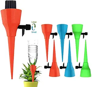 CruX Self Watering Spikes?Slow Release Control Valve Switch Automatic Irrigation Watering Drip System?Adjustable Water Volume Drip System for Outdoor and Vacation Plant Watering (Multicolor) (12)