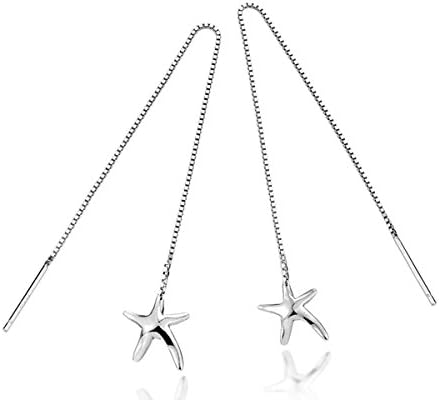 Liuanan Fashion Women 925 Sterling Silver Fishstar Charms Threader Earrings