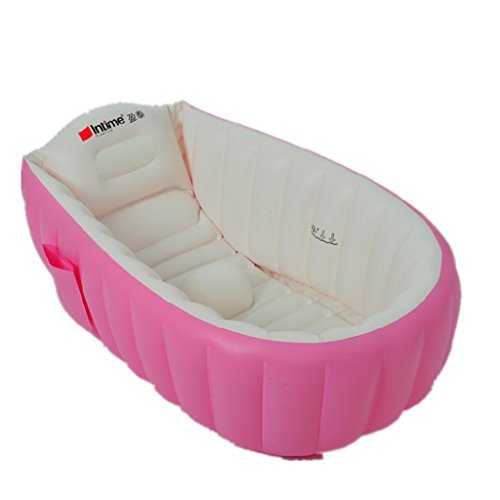Intime Inflable Bebé Bañera, Ducha Del Bebé Niños De Hidromasaje (Para 0-3 Años), Rosa