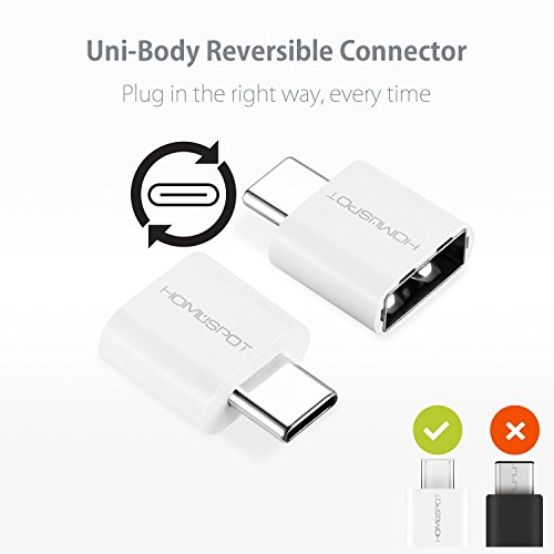 HomeSpot USB-Typ C Mini-Adapter, konvertiert USB-C Geräte auf USB-A, 56K Widerstand, ideal für Macbook Pro2016, iPhone, iPad, ChromeBook Pixel, Nexus 5X, Nexus 6P, OnePlus 2, LG V20 (weiss (4Stk- Sparpack) - 2