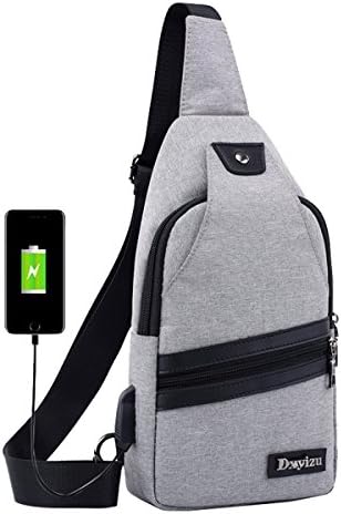 Niceeday Messenger Bag, Retro Messenger Bags Chest Bag with USB Charging Port Cross Body Bag Casual Shoulder Pack Daypack Sling Bag for Men and Women Sports, Work, School, Travel