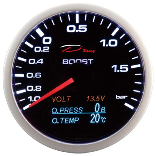 Indicador de presión de carga D-Racing 4 en 1 (negro).