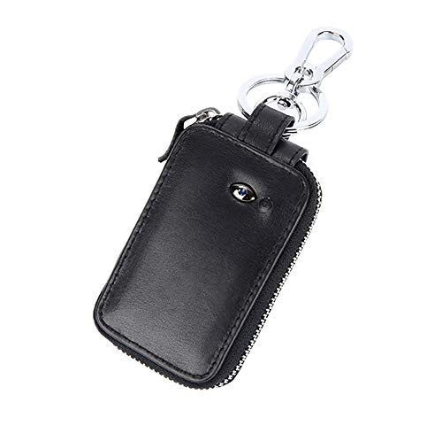 Preisvergleich Produktbild Anti-Verlorene Autoschlüssel Fall Echtes Leder Schlüsselbund Halter Metallhaken Reißverschlusstasche Fernschlüsselanhänger Mit Smart Bluetooth