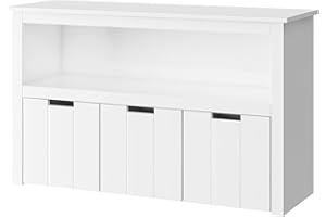 FOREHILL Meuble Rangement Jouet Bibliothèque pour Enfants Étagère Armoire de Rangement avec 3 Tiroirs Roulants Blanc 102x33x61.5cm