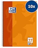 Cubierta estable y robusta Oxford 100050360 - Bloc (A4+, con líneas, con recuadro, 4 taladros, micro perforado, 80 hojas, lote de 10 unidades)