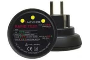 UNIKS, RAPIDTEST Tester Professionale Socket Prova Prese RCD TEST 30A, Prova Prese Tester Elettricista Tascabile, Tempo Intervento Differenziale e Test Polarità
