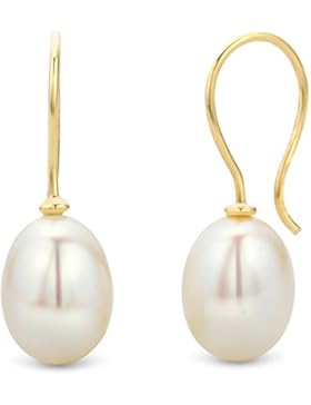 Miore Damen-Ohrringe 9 Karat (375) Gelbgold Süßwasser-Zuchtperlen weiß 8-8,5mm