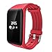 Produktbild prettygood7 Wasserdicht Herzfrequenz Sleep Gesundheit Monitor Fitness Tracker Smart Armband, Rot