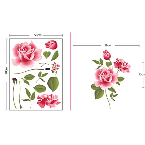 SMART LEGEND Abnehmbare Wandsticker Wandtattoo Größe: 70cm*50cm Fashion Home-Dekoration-Aufkleber Blume Wohnzimmer elegant Blüte - 6