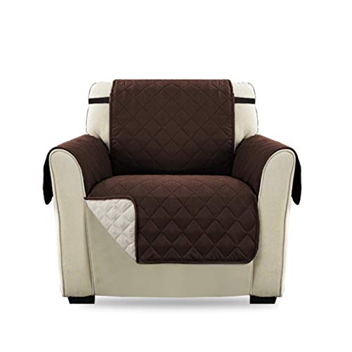 H.Versailtex Luxus Gesteppter Sofa Schutz Abdeckung Wasserresistenter Möbelschutz Überwurf, Strapazierfähig & Schmutzresistent – 190cm x 53cm Braun