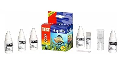 Aquili - Test 5 en 1 – Tests pH, KH, GK, NO2 et NO3, pour aquarium d'eau douce ou eau de mer et bassin, avec échelle colorimétrique
