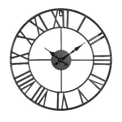 Atmosphera Horloge pendule murale en métal style vintage - diamètre 40 cm - Coloris NOIR