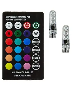 AllExtreme EXT10M2 T10 RGB Car Interior Parking Bulb 6SMD Multicolour Light with Wireless Remote Control for All Car & Bike (3W, RGB, 2 PCS)