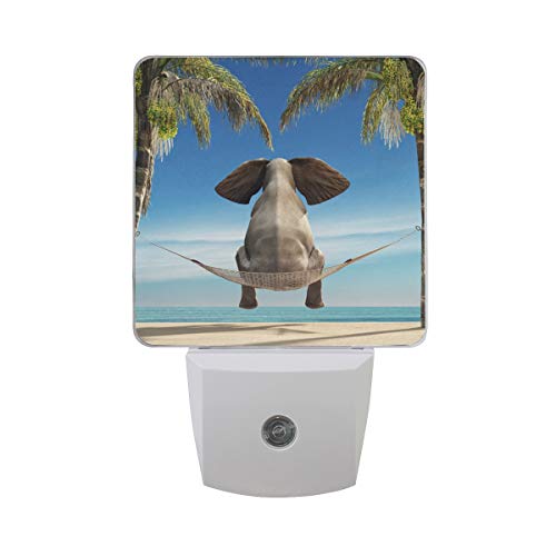 Elephant Sitting Hammock Automatic LED Night Light Dusk to Dawn LED Senor Lighting,Plug in Night Lamb for Adults Bedroom Baby,Kids,Children's Room,Nurseries,Stair,Hallway