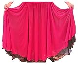 2 Layer Reversible Belly Dance Dancing Circle Skirt UK Size 10-24 (Redy Pink Top Layer Black Bottom Layer)