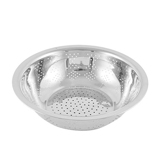 Sourcingmap Edelstahl Haushalt Gemüse Obst Waschen Schüssel Sieb 28cm Durchmesser Silber Ton