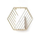 ★ Material: hierro Revistero de Hierro Hexagonal Estante de Pared Estante de Pared Soporte de Flores Decorativo Oro, 19 * 13 * 32 cm