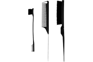 Peigne de Cheveux, 3 Pièces Set Brosse à Taquiner, Peigne à Double Tranchant, Peignes de Coiffure, Peigne à Queue de Rat, pour Accueil, Coiffeurs(Noir)