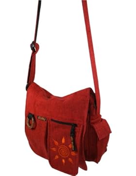 Guru-Shop Schultertasche, Hippie Tasche Sonne - Braun, Herren/Damen, Baumwolle, 25x25x7 cm, Alternative Umhängetasche...