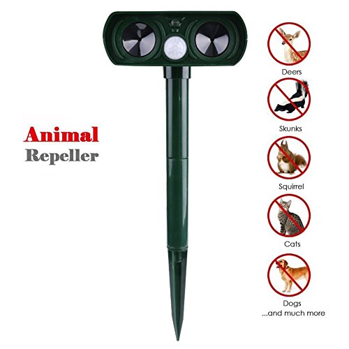 Preisvergleich Produktbild Drillpro - Ultraschallvertreiber, solarbetrieben, für störende Tiere, Katzen, Hunde, Füchse, Hirsche, Nagetiere, Vertreiber für die Landwirtschaft