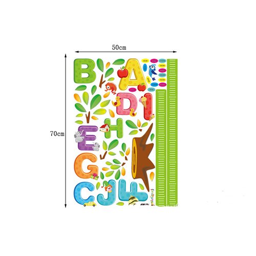 Instylewall Home Decoration Mural Vinyl Wall Sticker Alphabet Letters Tree Height Chart Measurement Kids Nursery Room Wall Art Decal Paper