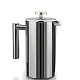 Cafetera de acero inoxidable, imprescindible para los amantes del café y el té. .
