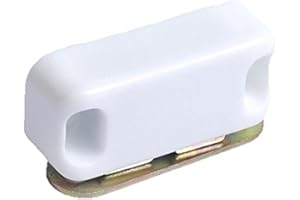 Merriway BH04807 (2 Pcs) Magnetic Cupboard Cabinet Door Catches, 42mm (1.5/8 inch) with Single Plate and Screws, 6 kg (13lb) Pull Strength White - Pack of 2 Pieces