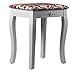 Produktbild Cadorabo Intirilife Hocker 37x28x45 cm in Weiss GEBLÜMT - Gepolsteter Holz Hocker mit Rosenmuster für Schminktisch, Schlafzimmer, Klavier etc. - Sitzhocker Schminkhocker Polsterhocker Barock