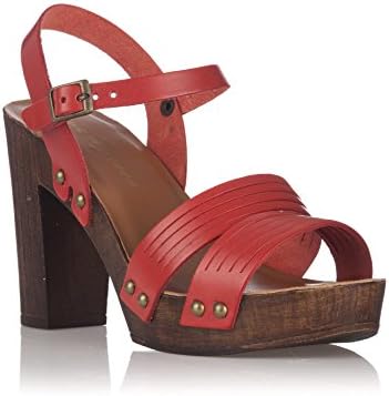 Laura Moretti Sandals Made of Cowhide Leather and Goatskin Sole with Rigid PU Sole in Oak Color and Rubber Slip TPU Non-Slip. Product Manufactured by Hand.
